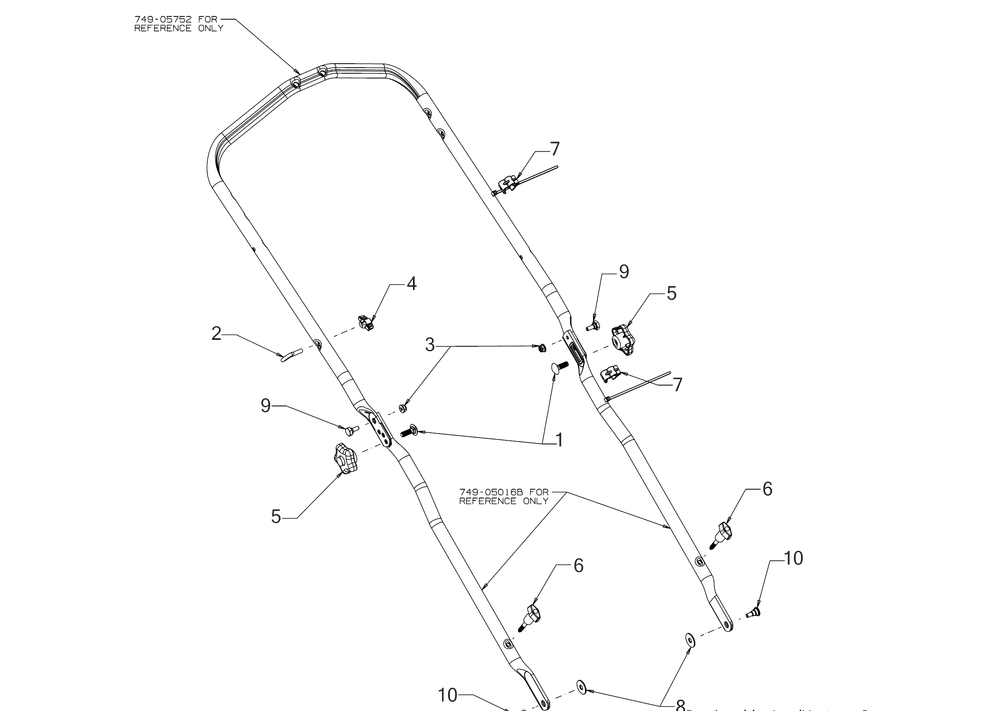 Handle Hardware Diagram and Parts List for SC500EQ (12ACP2J6710)(2019) Cub Cadet Lawn Mower